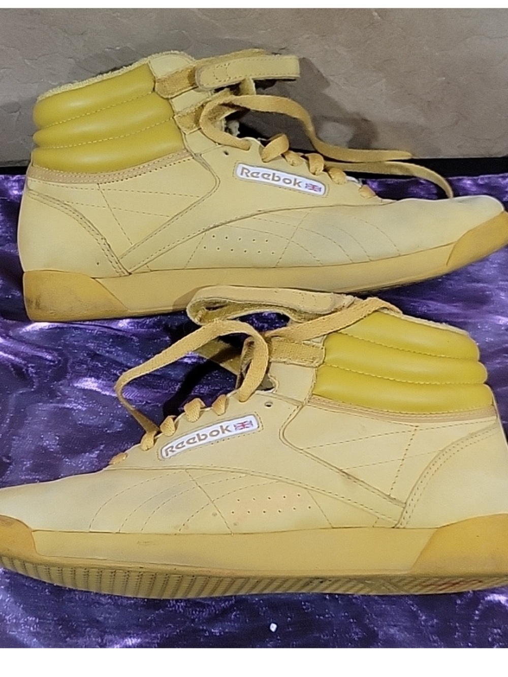 Rare Vintage Suede Gold Yellow Reebok Hightop Aerobic Shoes